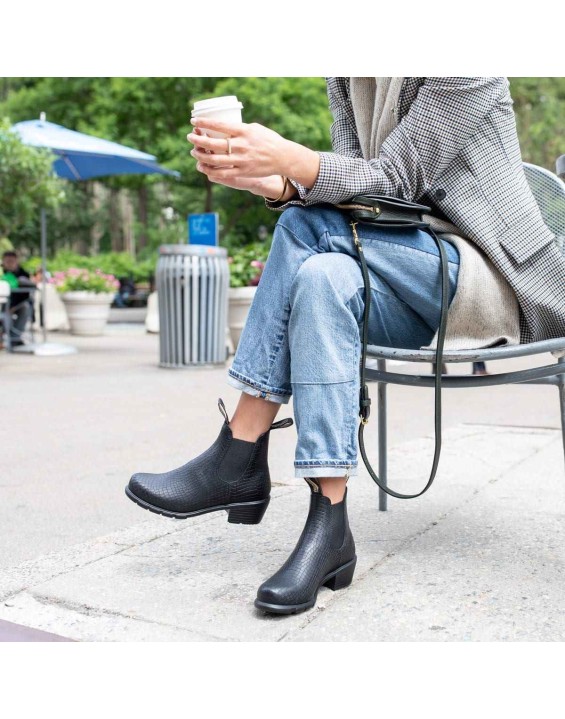 Women's Series Heeled Boots - Black Crocodile