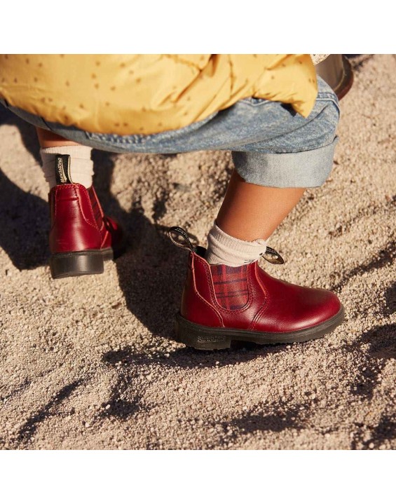 Kids' Series Chelsea Boots - Red / Burgundy Tartan