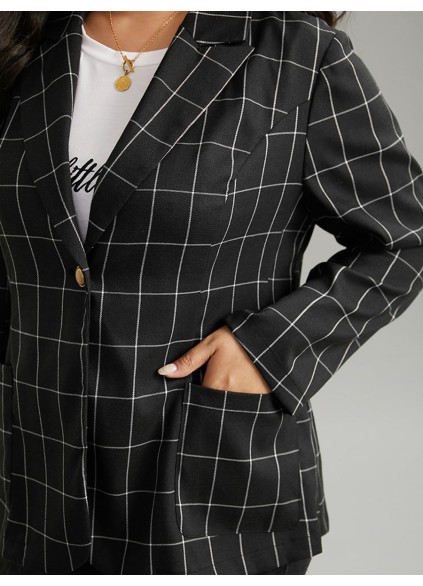 Black checked suit jacket for women