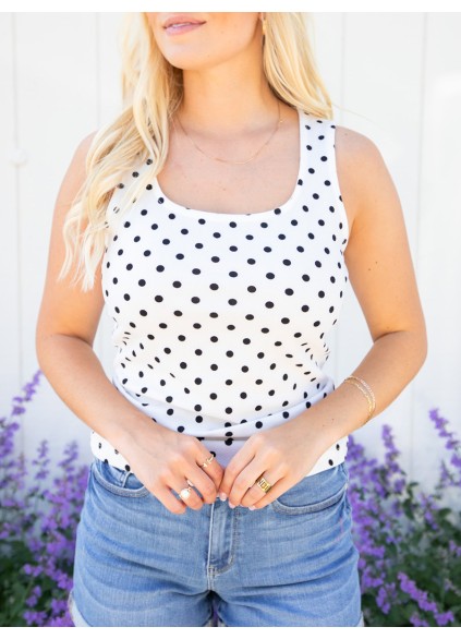 Black dot white vest