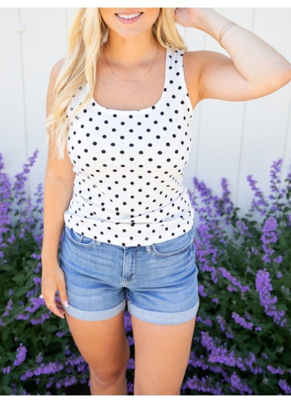 Black dot white vest