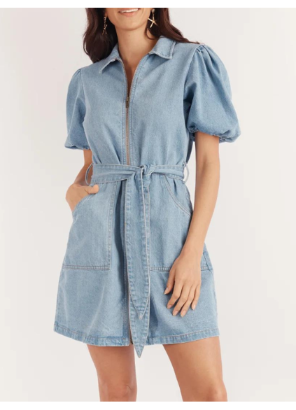 Blue casual zippered dress