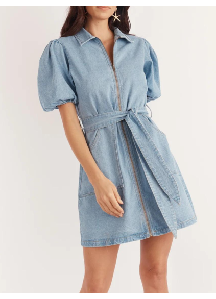 Blue casual zippered dress