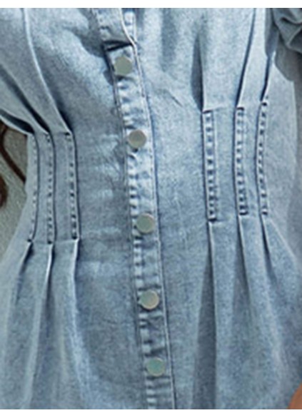 Blue denim short sleeve dress