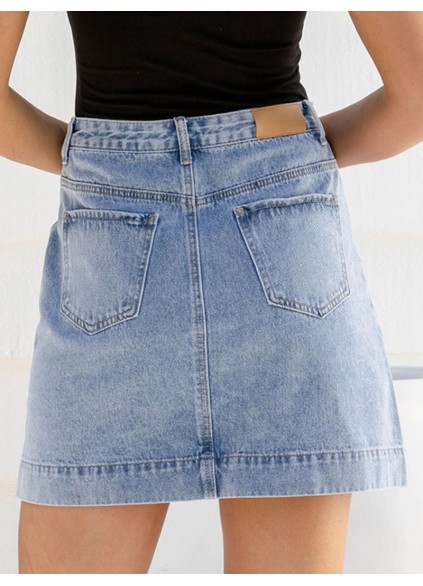 Blue denim skirt