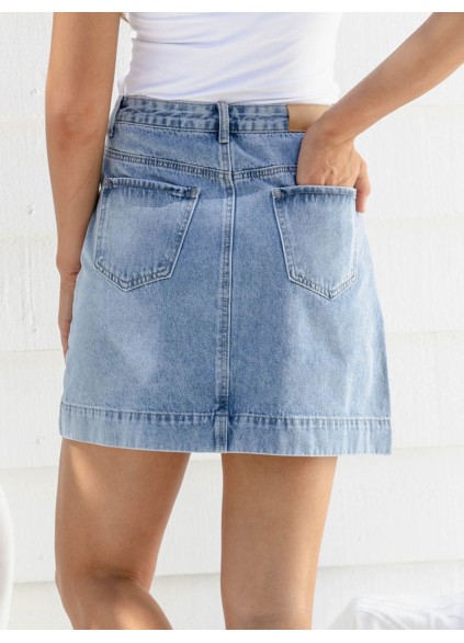 Blue denim skirt