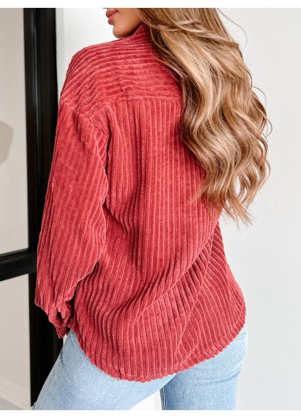 red corduroy pocket jacket
