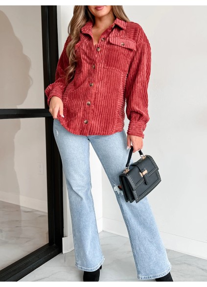 red corduroy pocket jacket