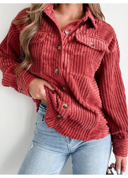 red corduroy pocket jacket