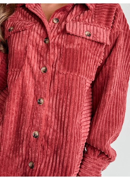 red corduroy pocket jacket