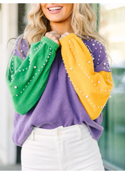 Purple Embellished Sweater