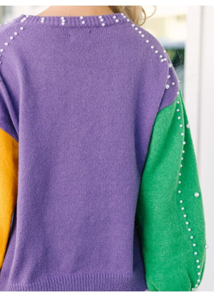 Purple Embellished Sweater
