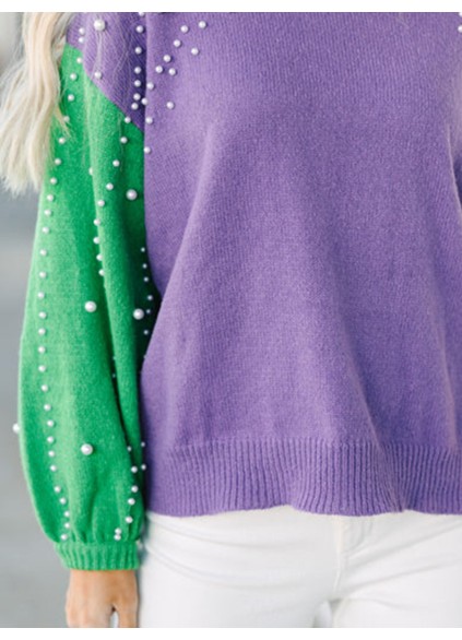Purple Embellished Sweater