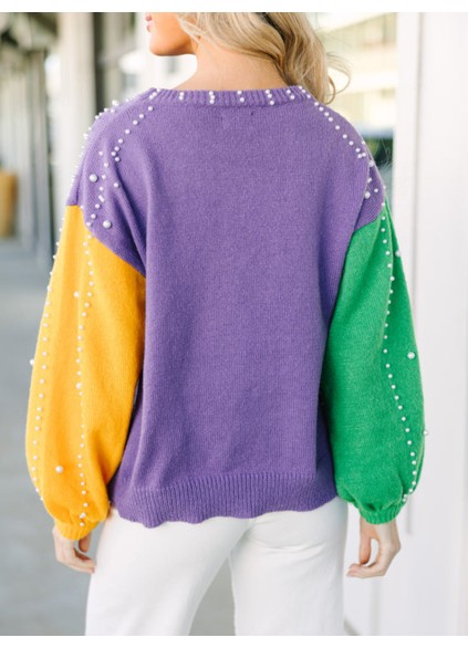 Purple Embellished Sweater