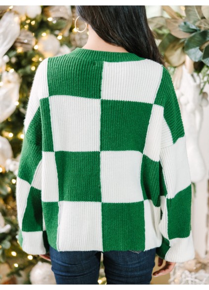 Emerald Green Checkered Sweater