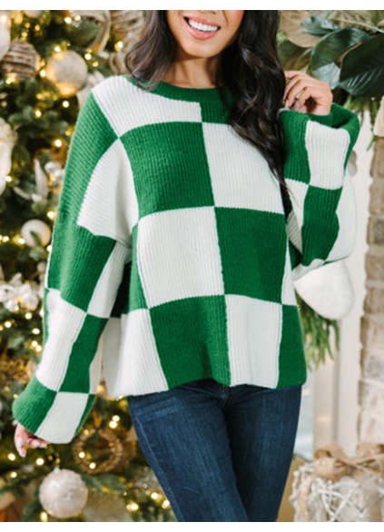 Emerald Green Checkered Sweater