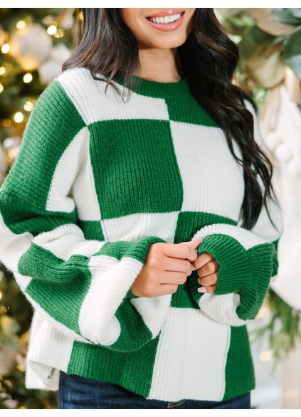 Emerald Green Checkered Sweater