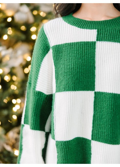 Emerald Green Checkered Sweater