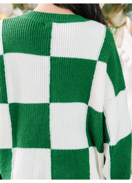 Emerald Green Checkered Sweater