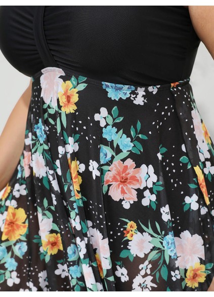 Chiffon printed one-piece swimsuit