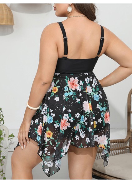 Chiffon printed one-piece swimsuit