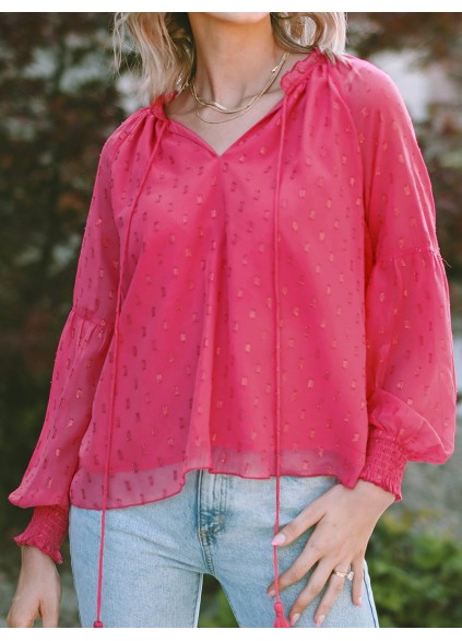 DECORATION V NECK SHIFT ELEGANT BLOUSE