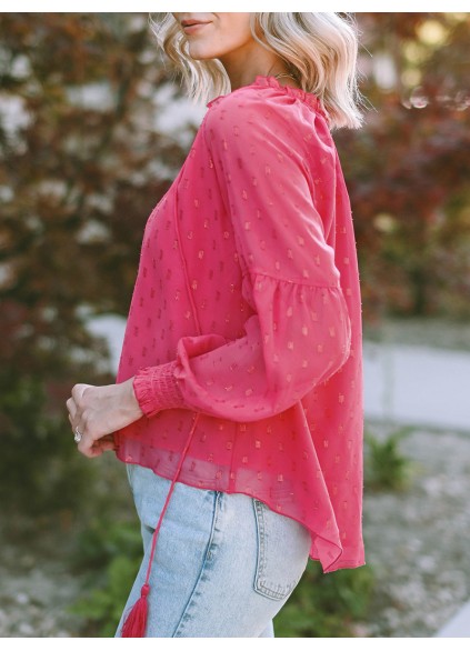 DECORATION V NECK SHIFT ELEGANT BLOUSE