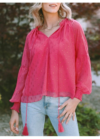 DECORATION V NECK SHIFT ELEGANT BLOUSE