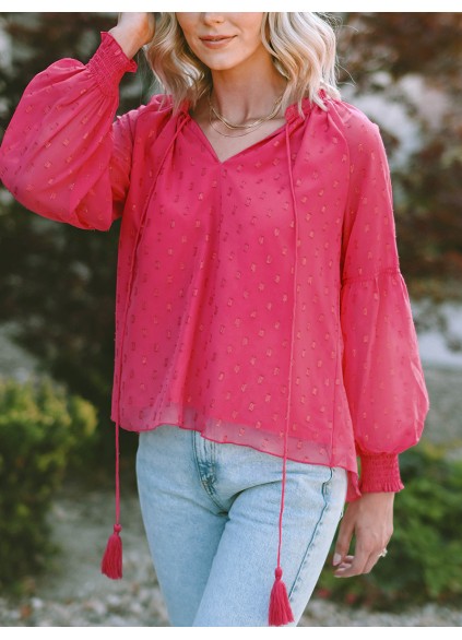 DECORATION V NECK SHIFT ELEGANT BLOUSE