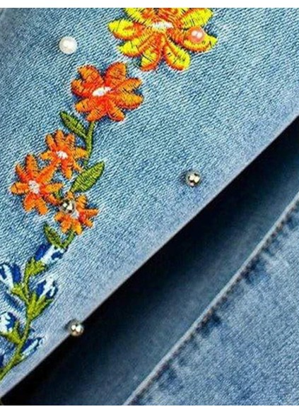 Denim embroidered bell bottoms