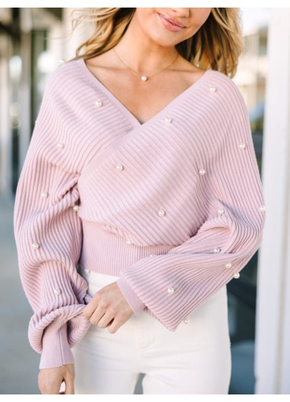 Blush Pink Embellished Sweater