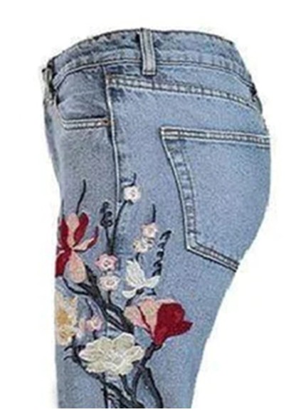 Fashion embroidered denim pants