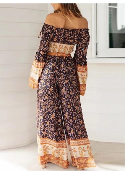 Fashion Plant Printing Two Piece Set