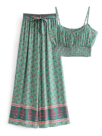 Fashion printed strap two-piece set