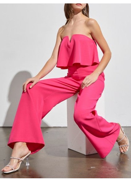 Flare Tube Top With Two Fer Look Jumpsuit