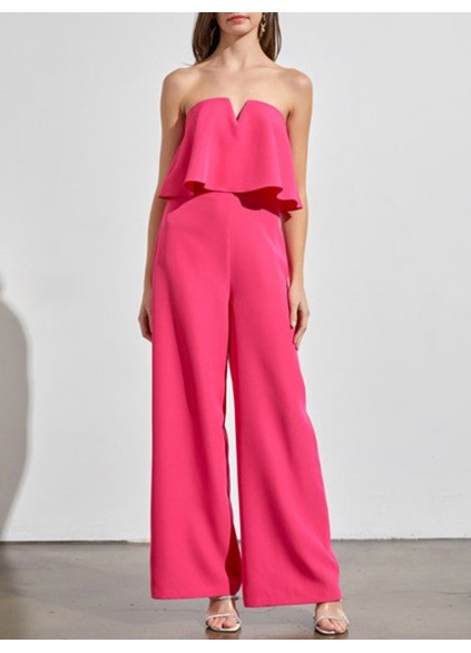 Flare Tube Top With Two Fer Look Jumpsuit