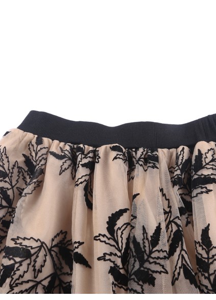FLORAL EMBROIDERY FLARED ELEGANT SKIRTS