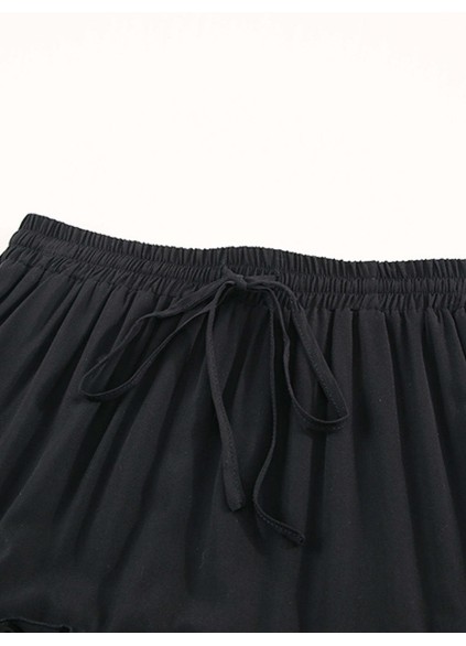 FRILL TIERED DRAWSTRING WAIST MAXI SKIRT