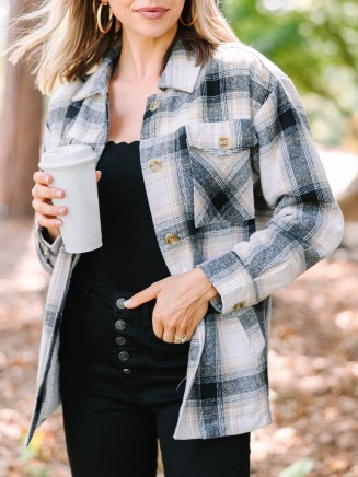 Plaid Fleece Lined Shacket