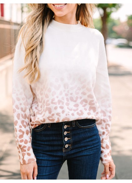 Gradient leopard print sweater