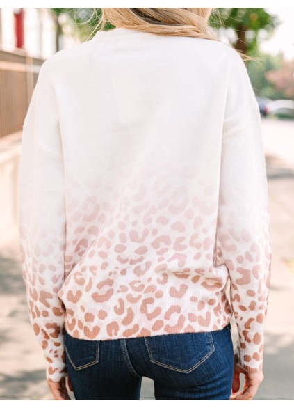 Gradient leopard print sweater