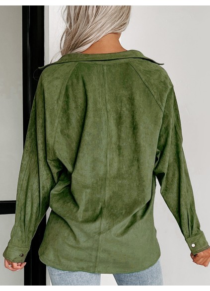 Green deerskin velvet shirt