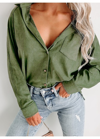 Green deerskin velvet shirt