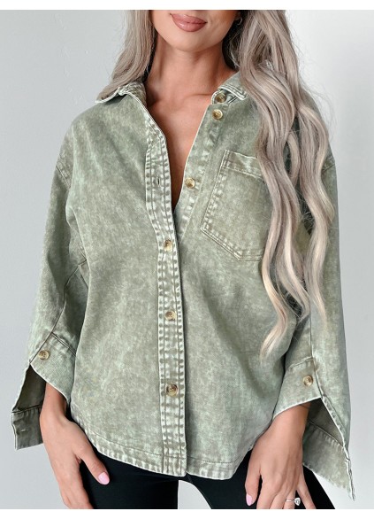 Green denim shirt