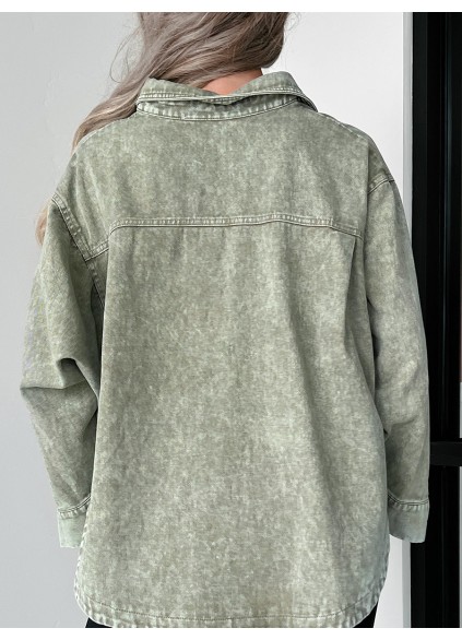 Green denim shirt