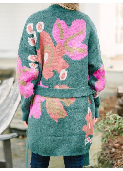 Green Floral Cardigan