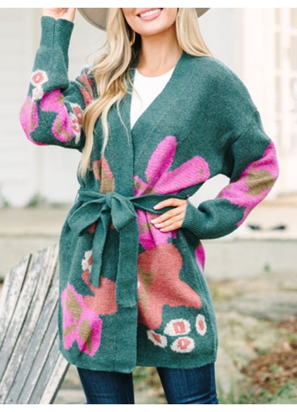 Green Floral Cardigan