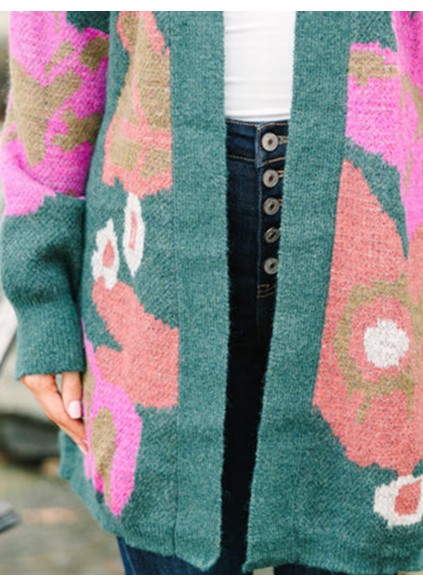 Green Floral Cardigan