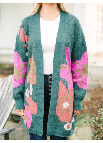 Green Floral Cardigan