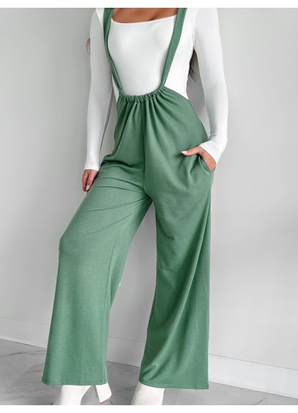 Green knit overalls